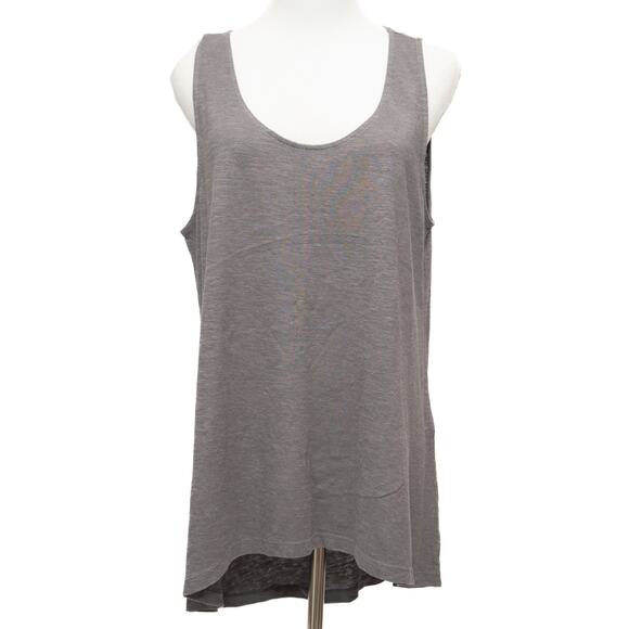 Eileen Fisher Grey Hemp Cotton Blend Scoop Neck Hi Lo Hem Tank Top Size Large - Picture 1 of 8